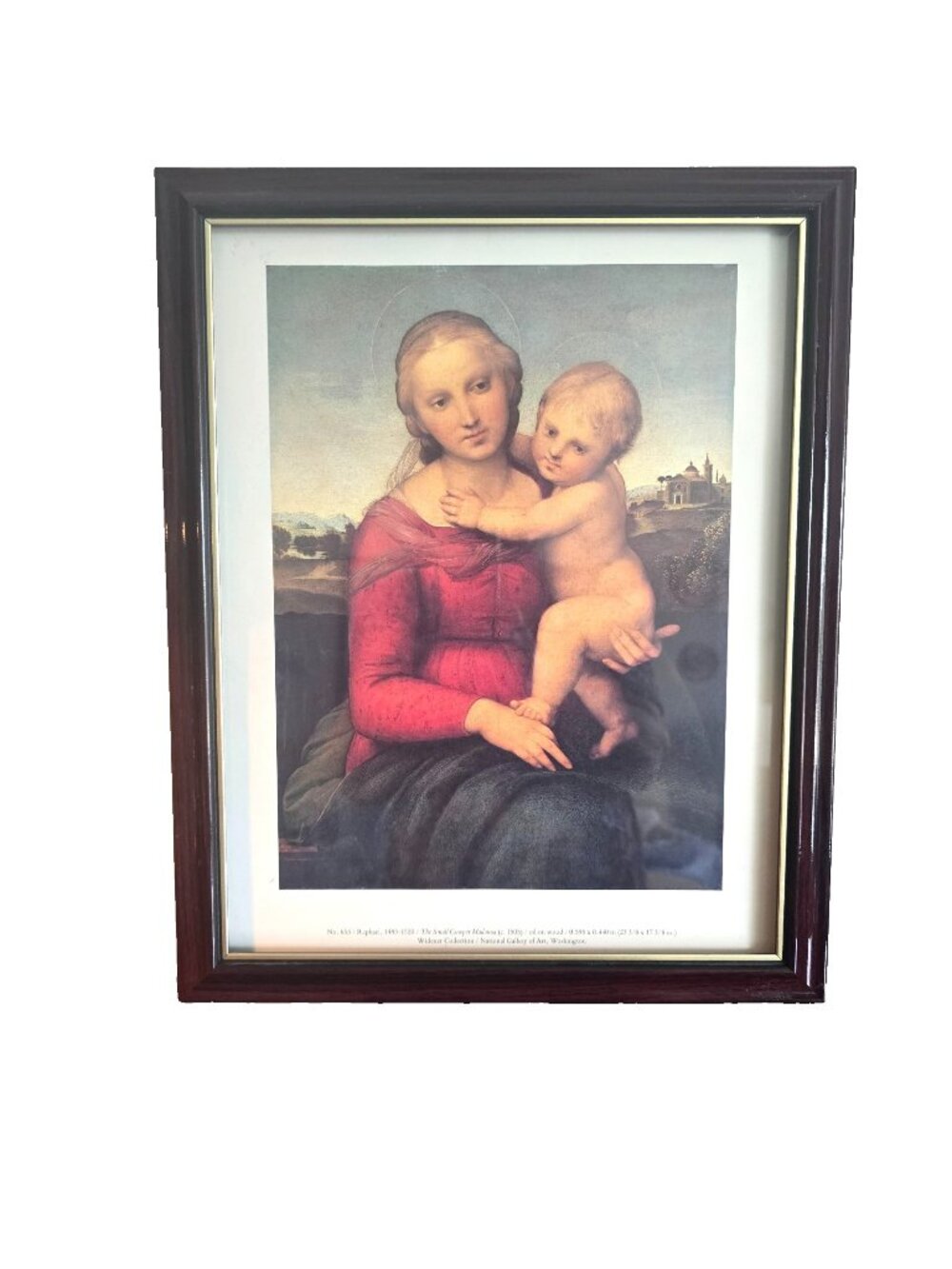 Vintage Framed Religious Art Print Madonna & Child Catholic Gallery Wall Decor
